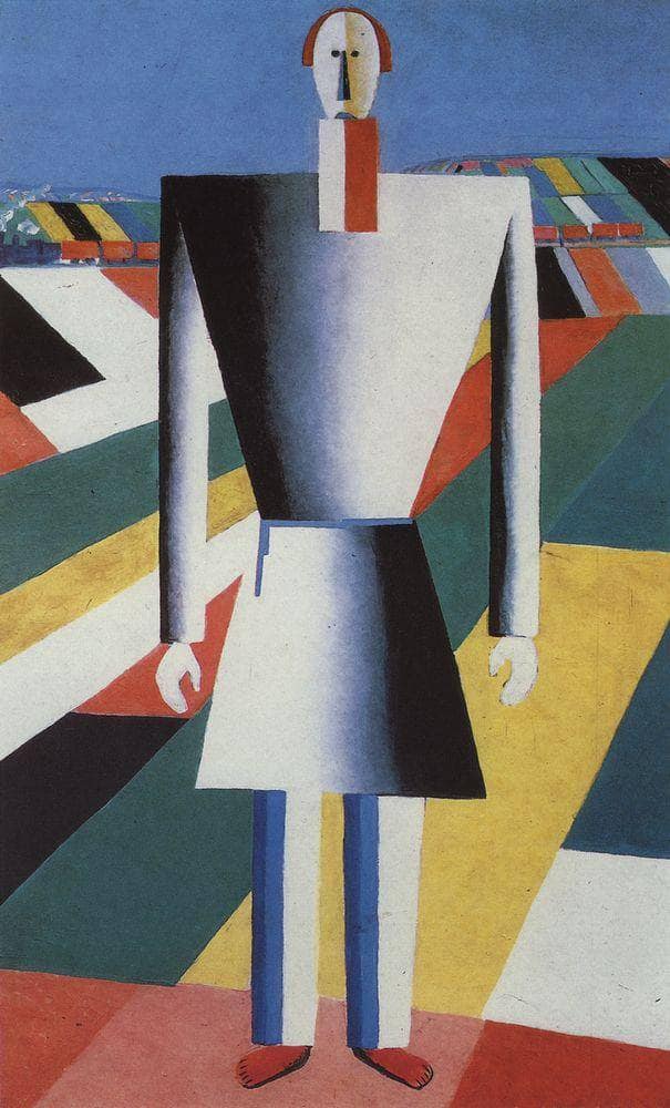 Peasant in the Fields by Kazimir Malevich — Oil Painting Reproduction