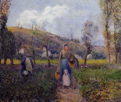 Peasant Woman and Child Harvesting the Fields, Pontoise in dining room
