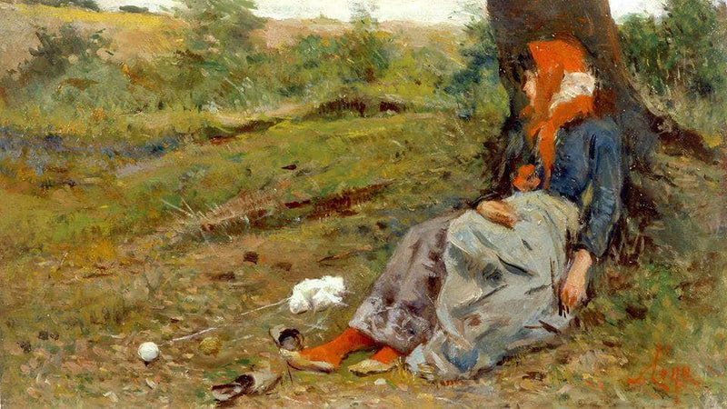 Peasant woman at rest by Silvestro Lega — Oil Painting Reproduction