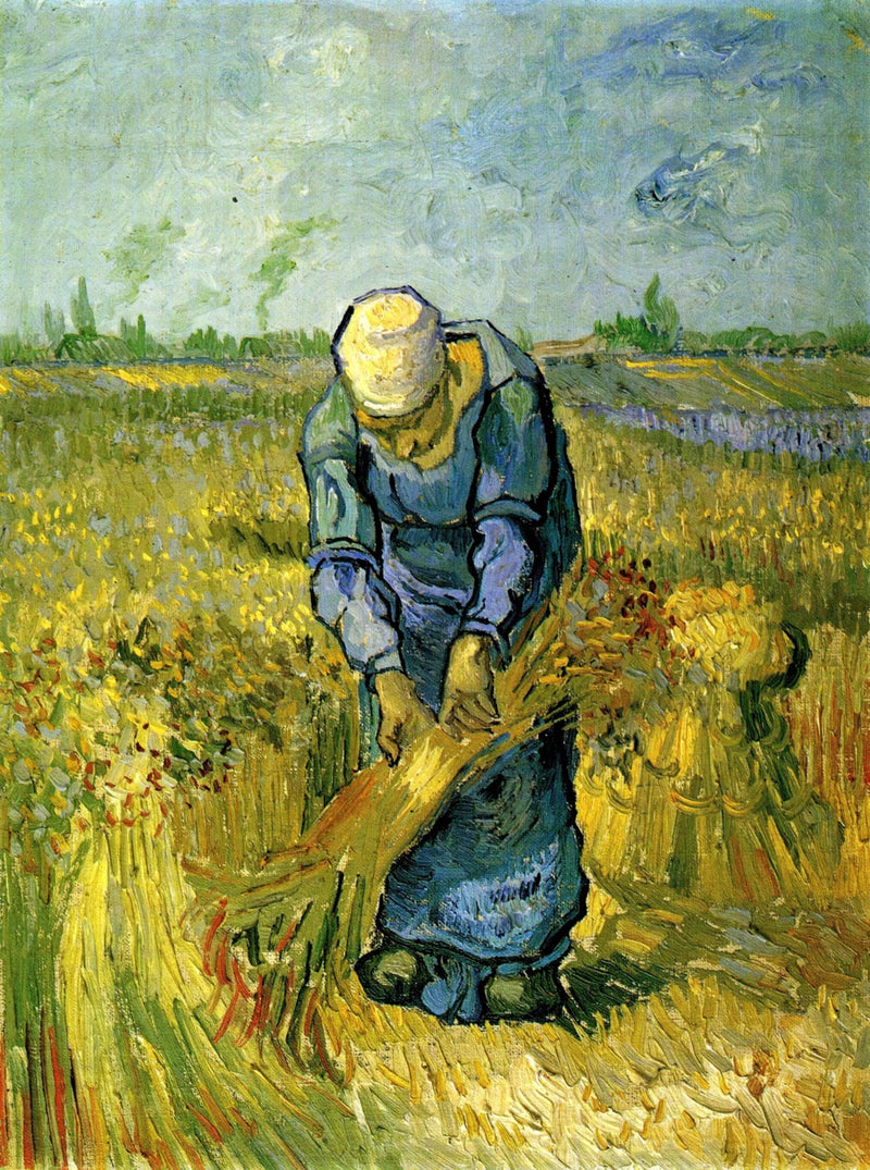 Peasant Woman Binding Sheaves after Millet by Vincent van Gogh — Oil Painting Reproduction