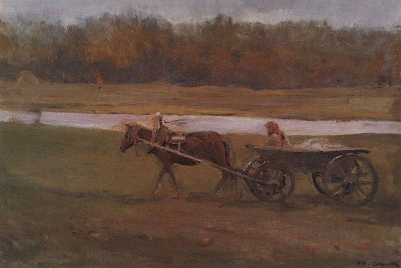 Peasant Woman in a Cart by Valentin Serov — Oil Painting Reproduction