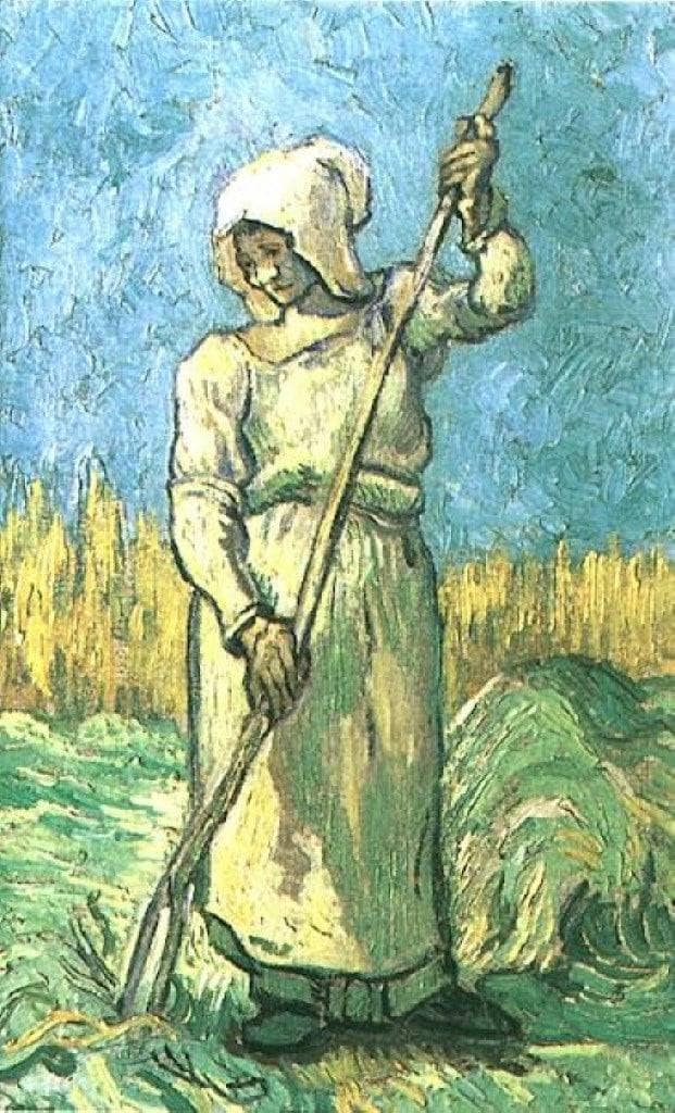 Peasant Woman with a Rake after Millet by Vincent van Gogh — Oil Painting Reproduction