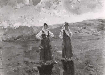 Peasant women in the backlight in apartment