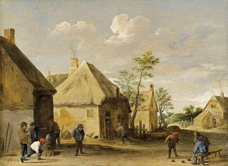 Peasants Bowling in a Village Street by David Teniers the Younger — Oil Painting Reproduction