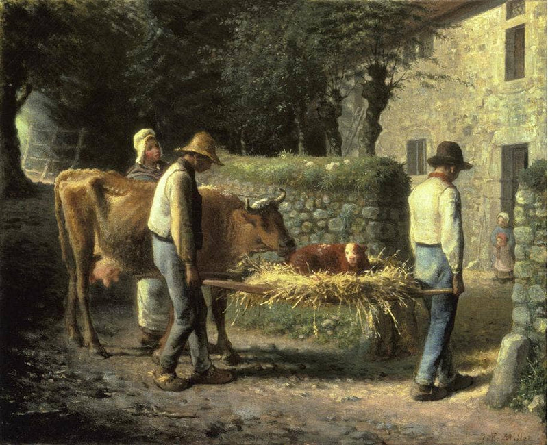 Peasants Bringing Home a Calf Born in the Fields by Jean-Francois Millet — Oil Painting Reproduction