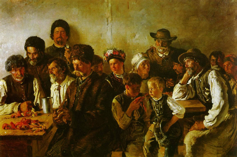 Peasants in a tavern by Vladimir Makovsky — Oil Painting Reproduction