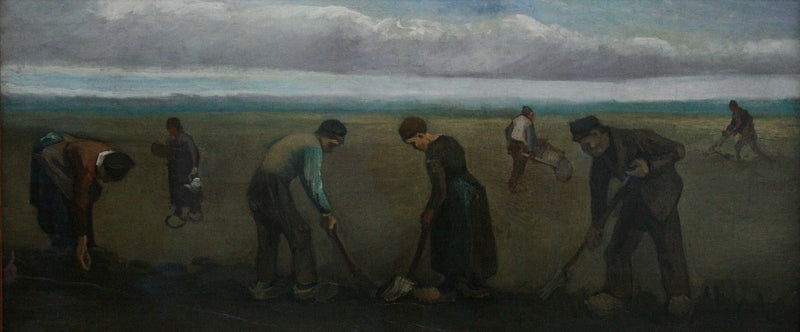 Peasants planting potatoes by Vincent van Gogh, Oil Painting Reproduction