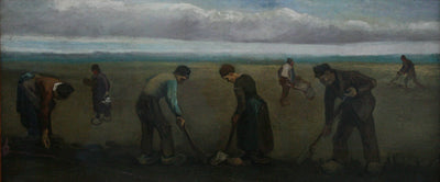 Peasants planting potatoes in hallway
