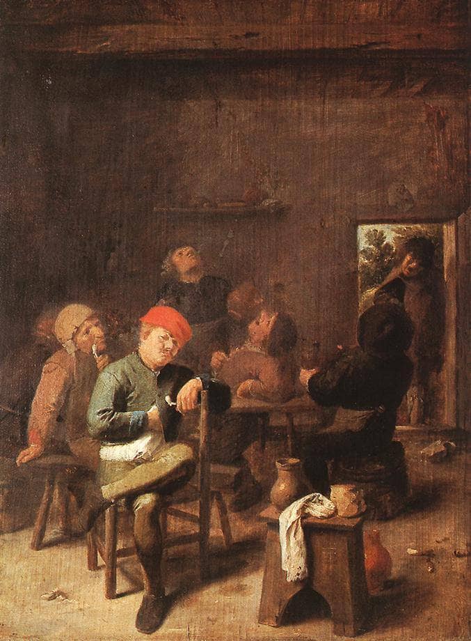 Peasants Smoking And Drinking by Adriaen Brouwer — Oil Painting Reproduction