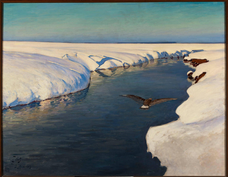 Winter Landscape With River And Bird by Julian FaÅat — Oil Painting Reproduction