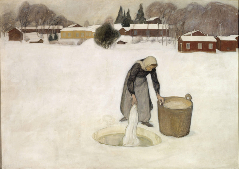 Washing on the Ice by Pekka Halonen — Oil Painting Reproduction