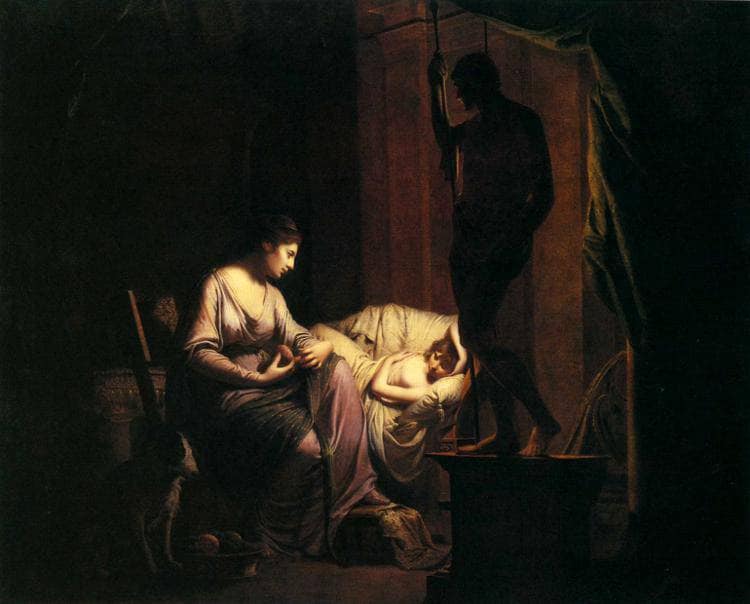 Penelope Unravelling her Web by Joseph Wright — Oil Painting Reproduction