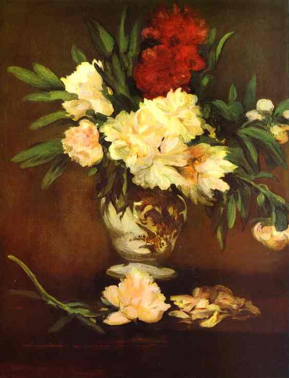 Peonies in a vase by Edouard Manet — Oil Painting Reproduction