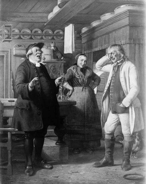 Per Degn ("Per, the deacon") sings for a glass of akvavit by Wilhelm Marstrand — Oil Painting Reproduction