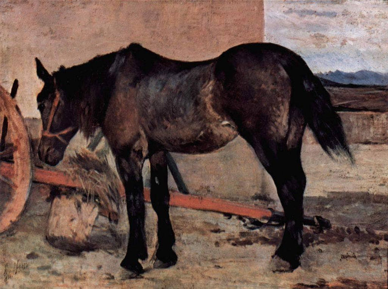 Mare at a cart by Giovanni Fattori — Oil Painting Reproduction