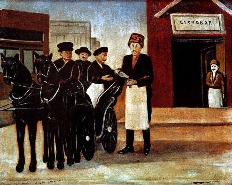 Phaeton by the canteen by Niko Pirosmani — Oil Painting Reproduction
