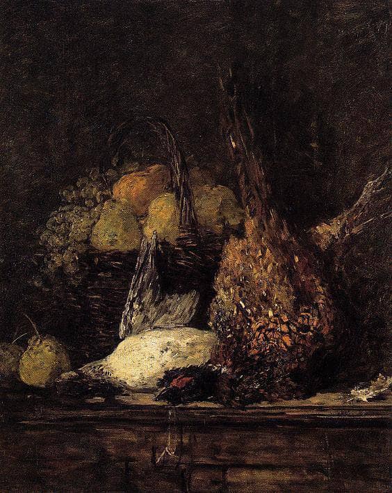 Pheasant, Duck and Fruit by Eugene Boudin — Oil Painting Reproduction
