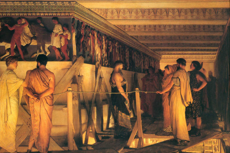 Phidias Showing the Frieze of the Parthenon to his Friends by Sir Lawrence Alma-Tadema, Oil Painting Reproduction