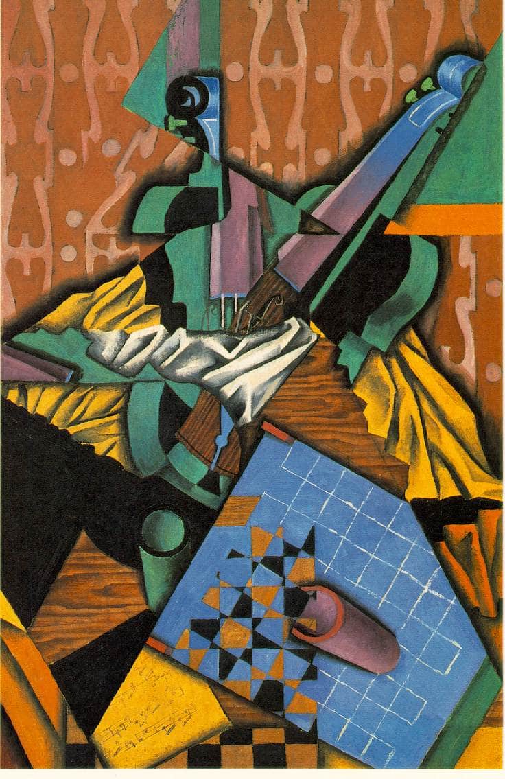Photograph of Violin and Checkerboard by Juan Gris — Oil Painting Reproduction