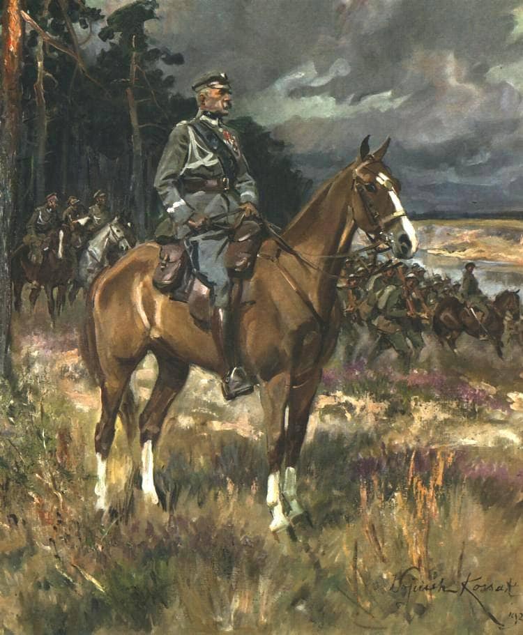 PiÅsudski on Kasztanka by Wojciech Kossak — Oil Painting Reproduction