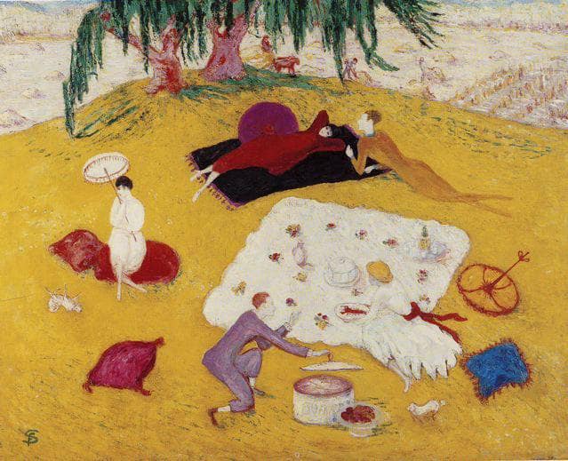 Picnic at Bedford Hills by Florine Stettheimer — Oil Painting Reproduction