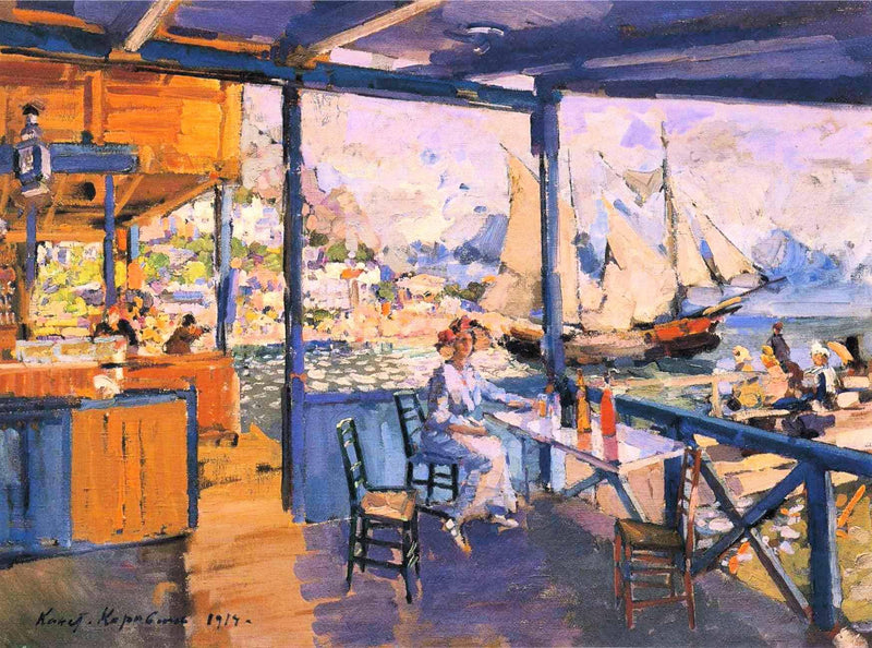 Pier in Gurzuf by Konstantin Korovin — Oil Painting Reproduction