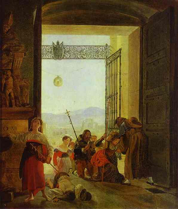 Pilgrims at the Entrance of the Lateran Basilica by Karl Bryullov — Oil Painting Reproduction