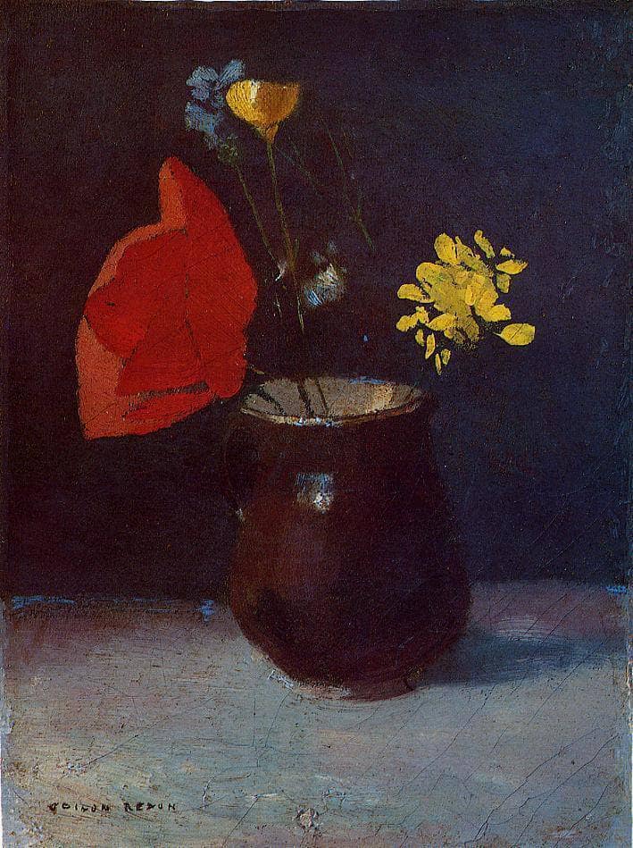 Pitcher of Flowers by Odilon Redon — Oil Painting Reproduction