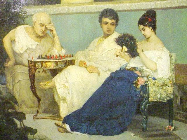 Playing Chess by Wilhelm Kotarbinski — Oil Painting Reproduction