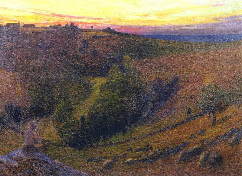 Playing Pipes to the Setting Sun by Henri Martin — Oil Painting Reproduction