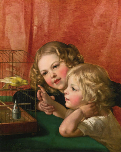 Playing with the bird cage in hallway