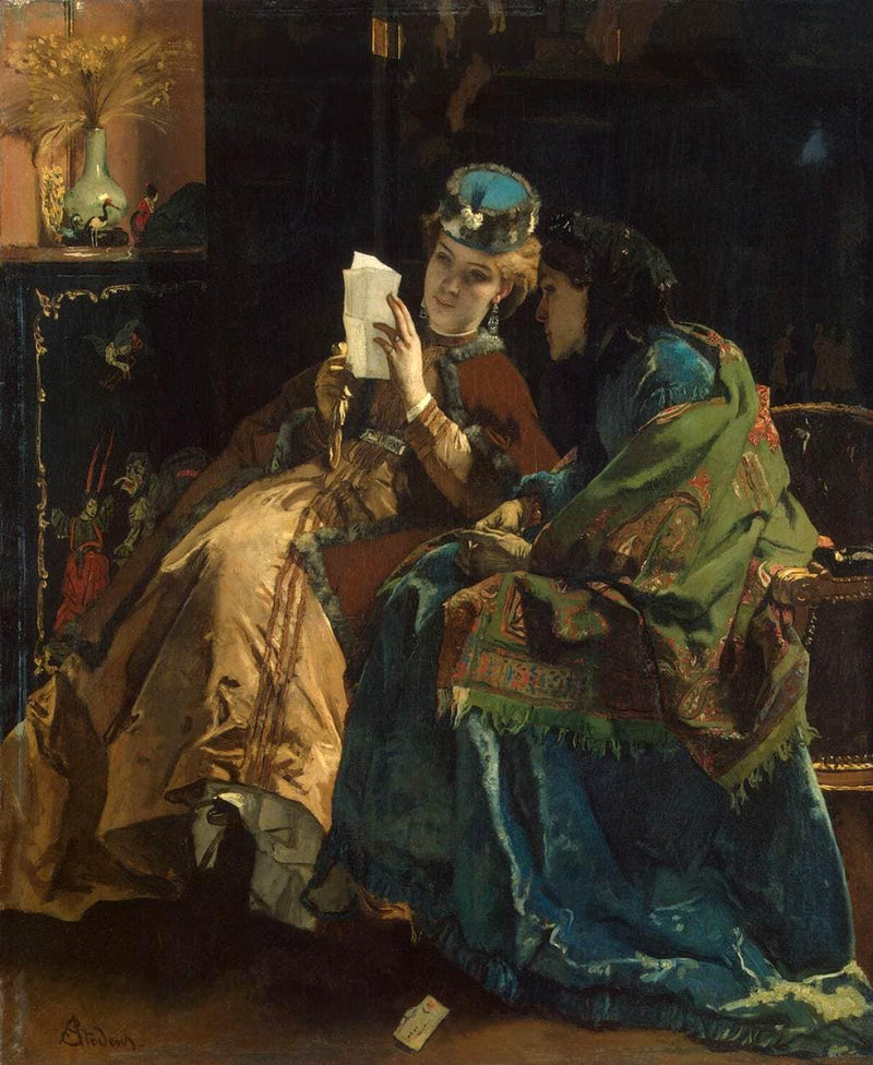 Pleasant Letter by Alfred Stevens — Oil Painting Reproduction