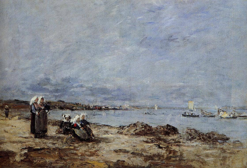 Plougastel, Women Waiting for the Ferry by Eugene Boudin — Oil Painting Reproduction