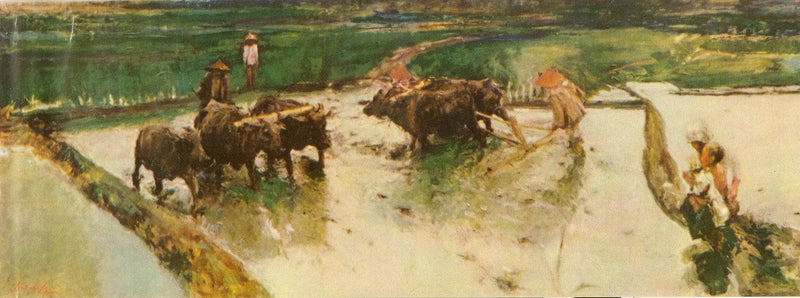 Plowing in Java by Romualdo Locatelli, Oil Painting Reproduction