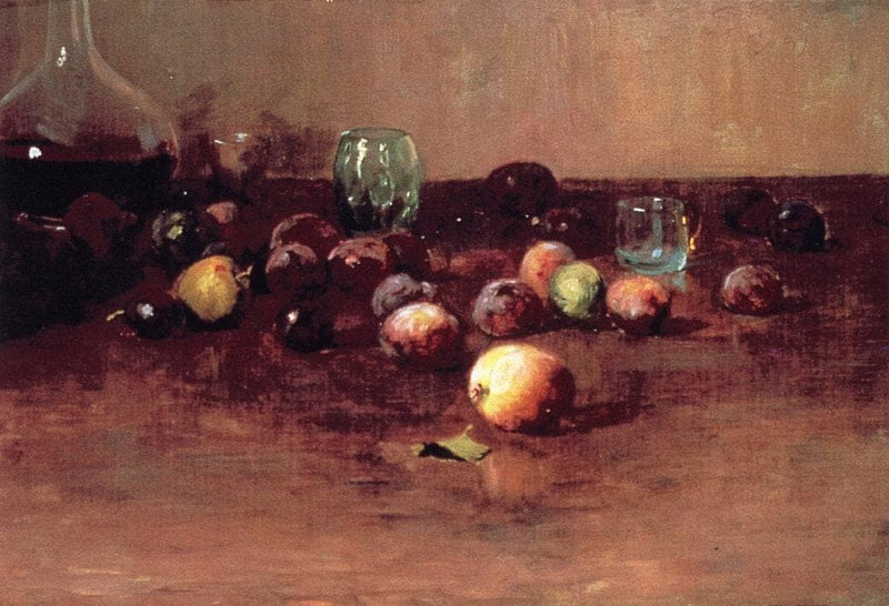 Plums, Waterglass and Peaches by Guy Rose — Oil Painting Reproduction