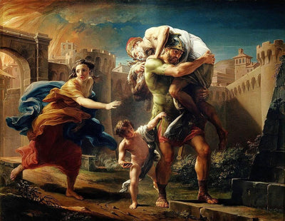 Aeneas fleeing from Troy in dining room