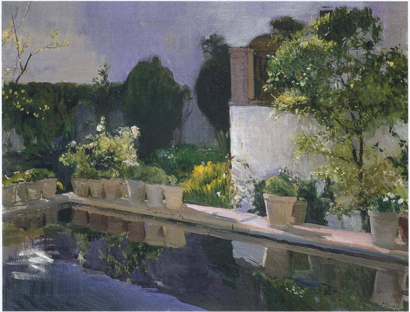 Pool at the Alcázar in Seville by Joaquín Sorolla — Oil Painting Reproduction