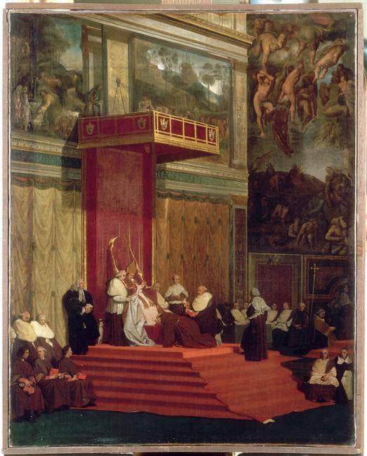 Pope Pius VII (Luigi Barnaba Chiaramonti) attending chapel by Jean Auguste Dominique Ingres — Oil Painting Reproduction