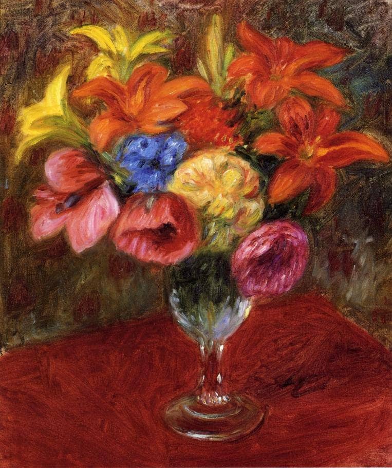 Poppies, Lilies and Blue Flowers by William James Glackens — Oil Painting Reproduction