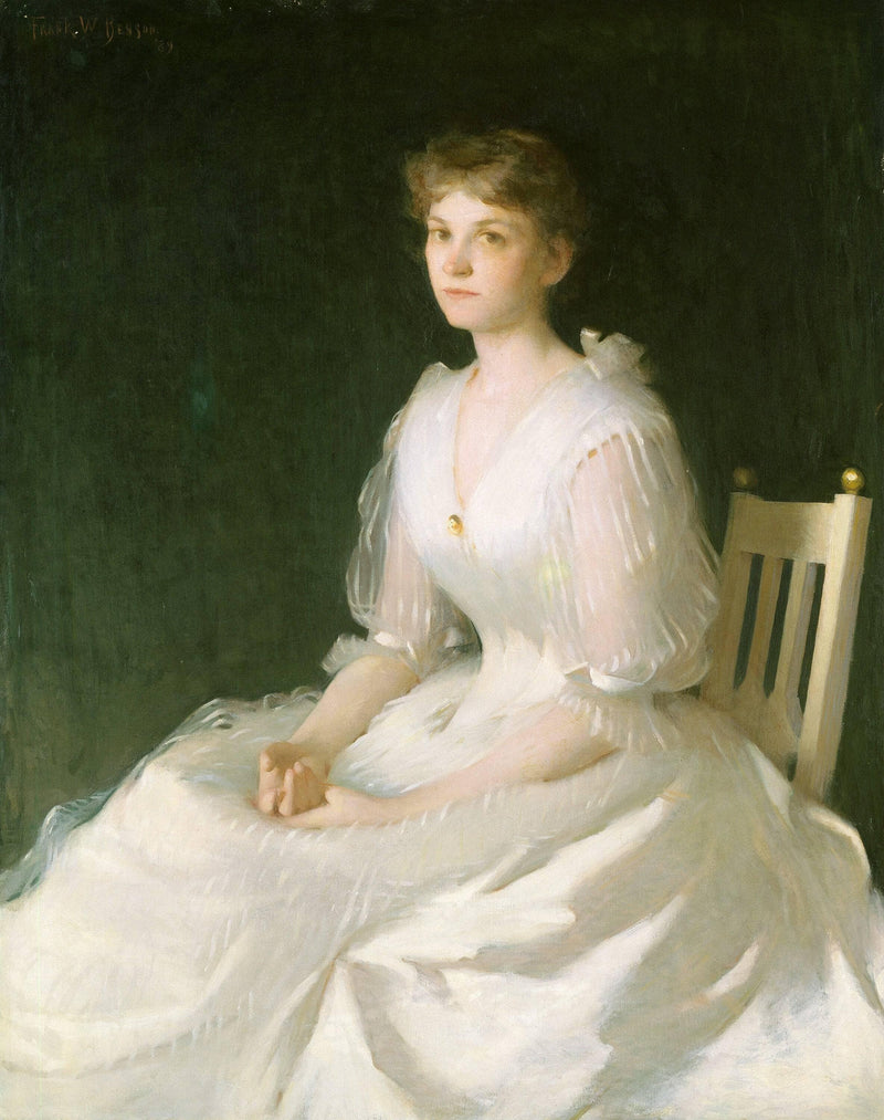 Portrait in White by Frank W. Benson — Oil Painting Reproduction