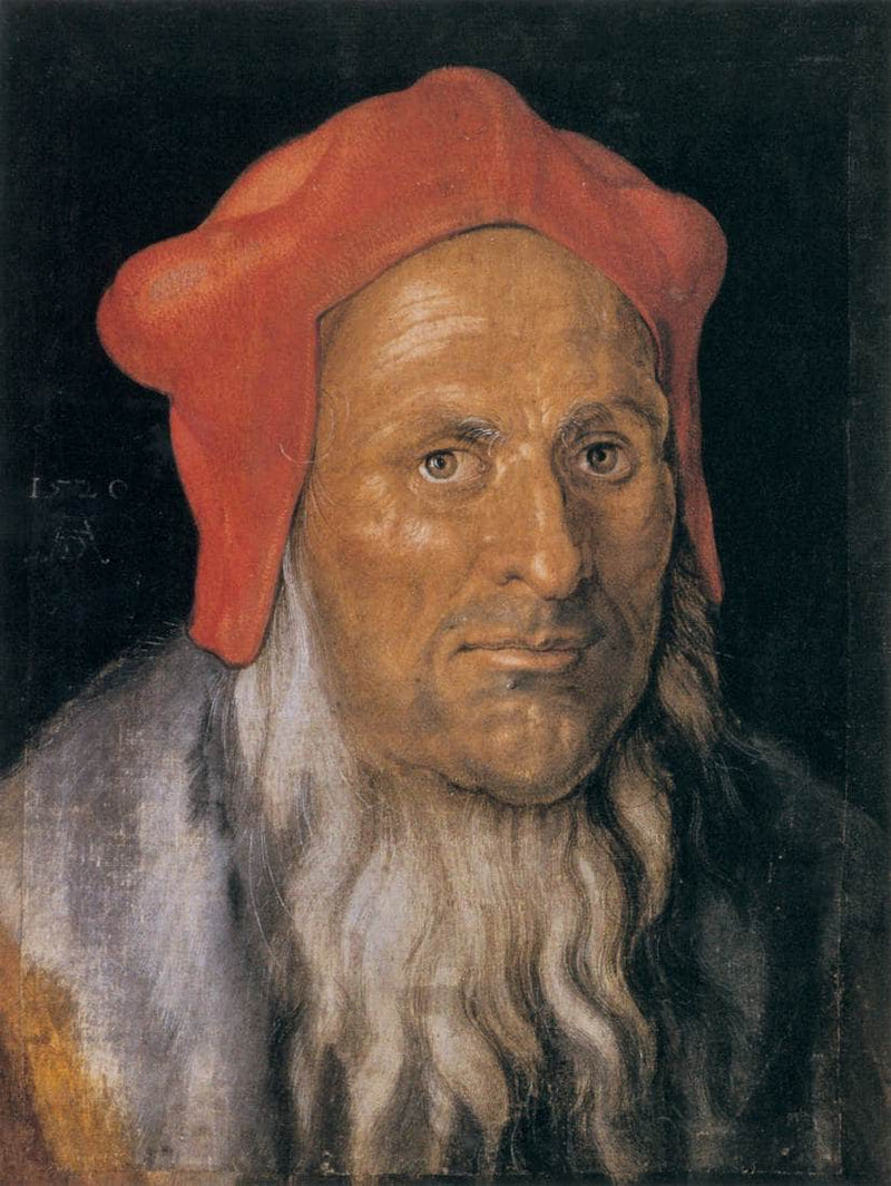 Portrait of a Bearded Man in a Red Hat by Albrecht Durer — Oil Painting Reproduction