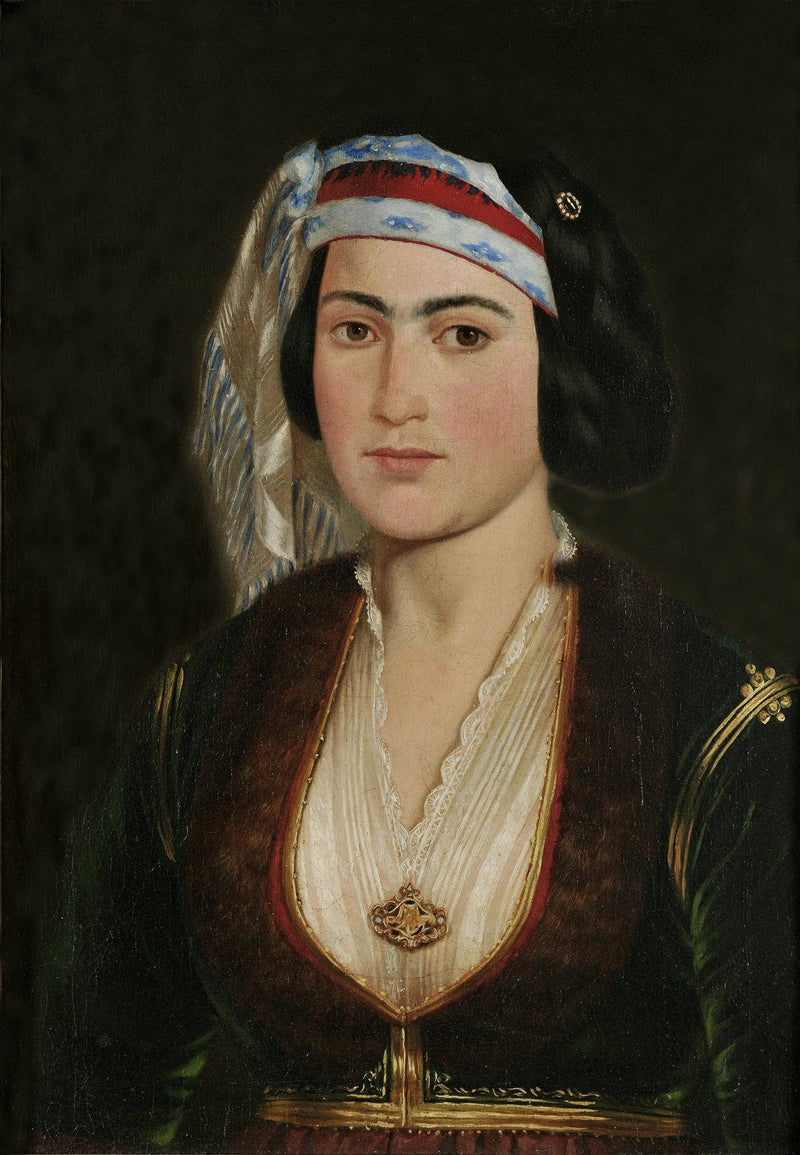 Portrait of a daughter in Greek dress by Theodoros Vryzakis — Oil Painting Reproduction