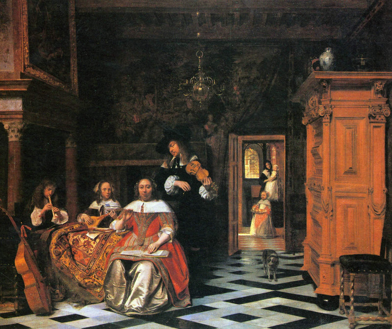 Portrait of a family of musicians by Pieter de Hooch — Oil Painting Reproduction