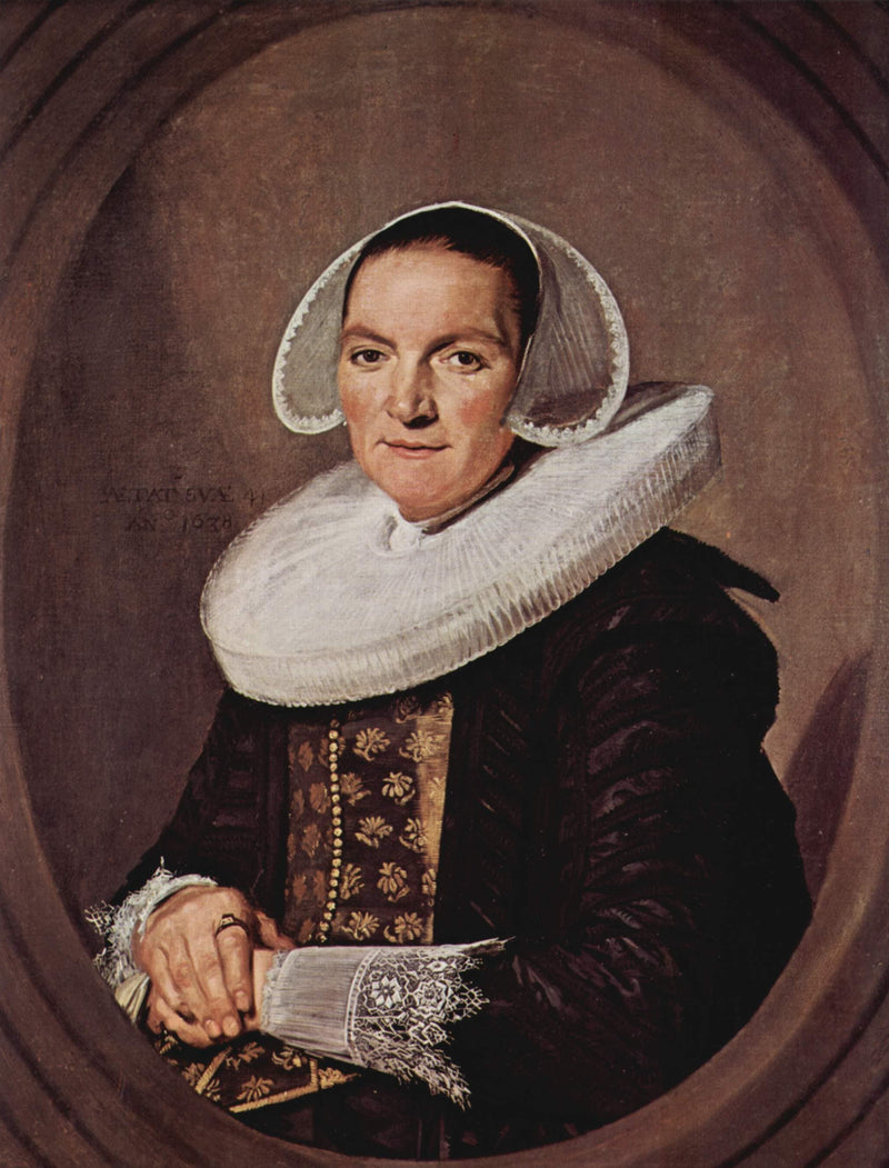 Portrait of a forty year old woman with folded hands by Frans Hals — Oil Painting Reproduction