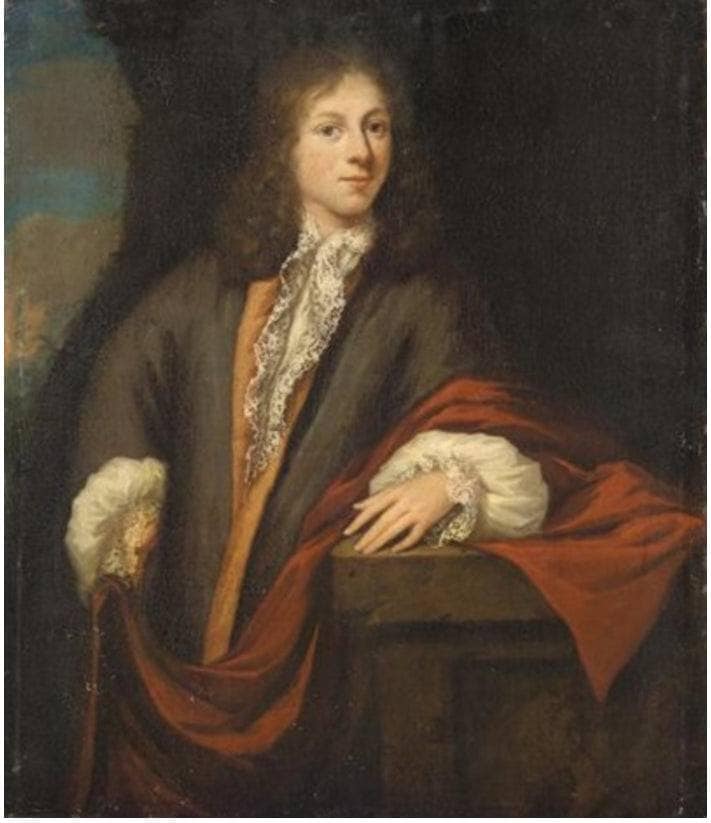 Portrait of a Gentleman, Three Quarter Length, Leaning on a Ledge by Juriaen Pool — Oil Painting Reproduction