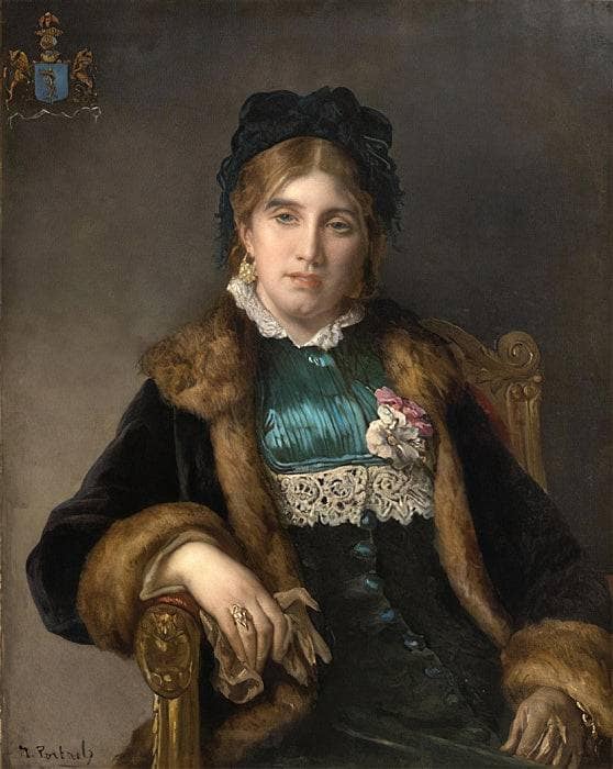 Portrait of a girl with a pair of gloves by Jean-François Portaels — Oil Painting Reproduction
