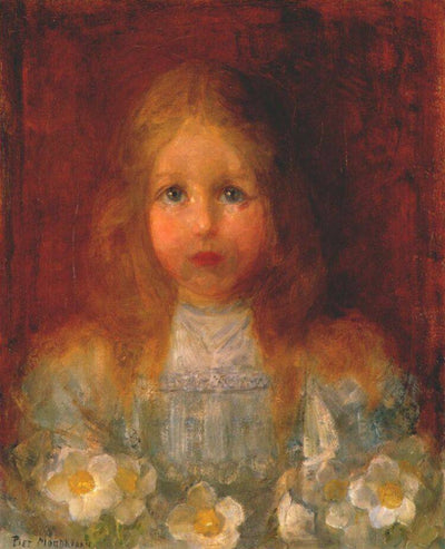 Portrait of a Girl with Flowers in study