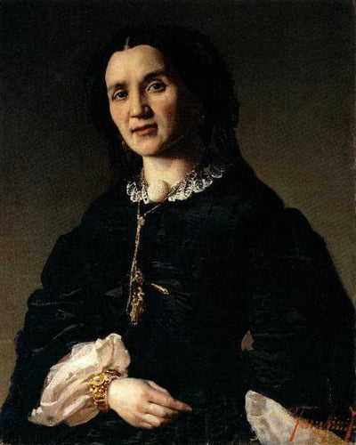 Portrait of a lady in black in dining room