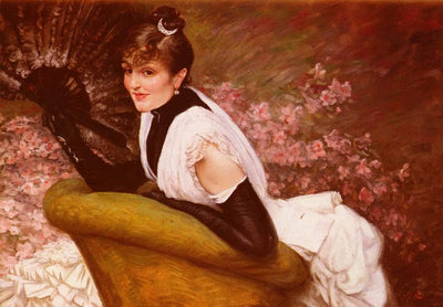Portrait Of A Lady with a Fan in apartment