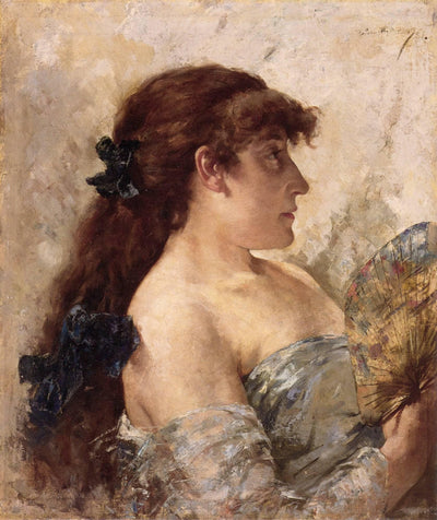 Portrait of a Lady with a Fan in master bedroom